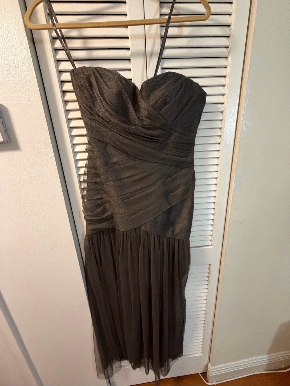 White by Vera Wang Olive Strapless Ruched Chiffon Midi Dress